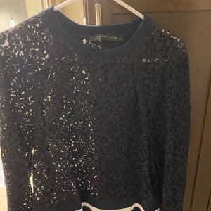 Zara size small lace sweater w detailing at neck, bottom and cuffs